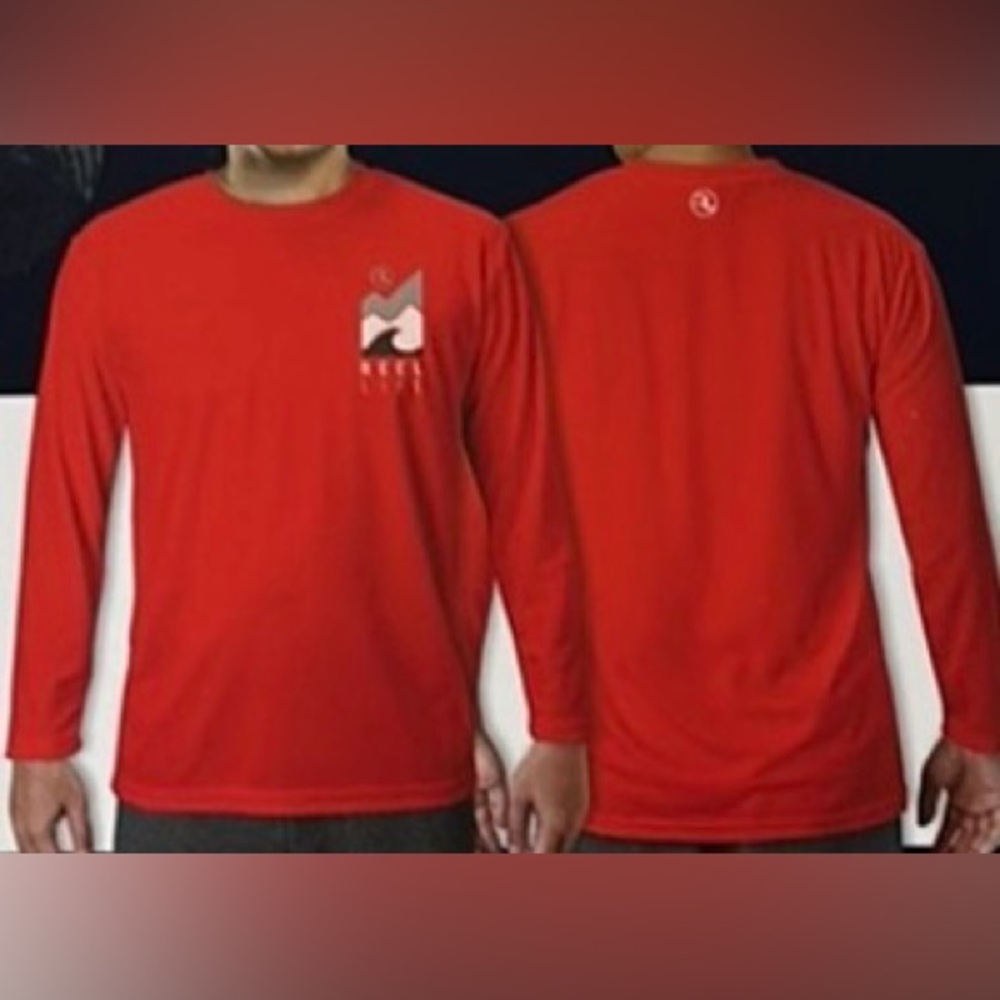 Reel Life Men's Vibrant Red UV Long Sleeve Tee